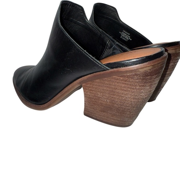 Lucky Brand Women's Slip On Clogs Size 9.5M Black Leather Block Heel Almond Toe - Picture 3 of 12